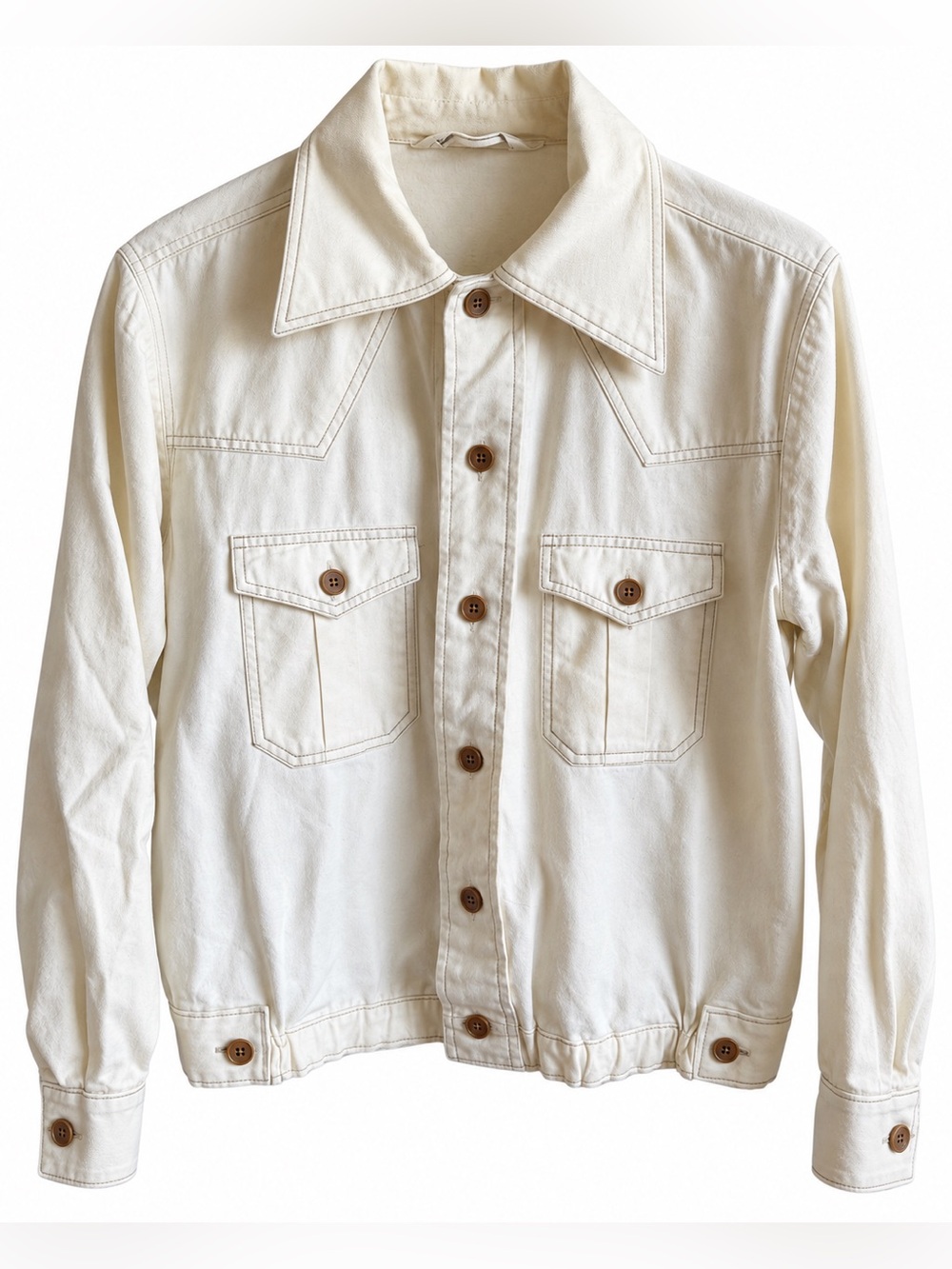 Vintage Holiday Off-White Cotton Western Bomber Jacket Size L